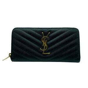 Saint Laurent round long wallet leather black